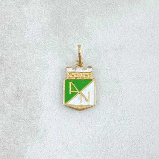 Dije Atlético Nacional 1.6gr / 2.2cm / Resina Blanca Verde Oro Amarillo 18K