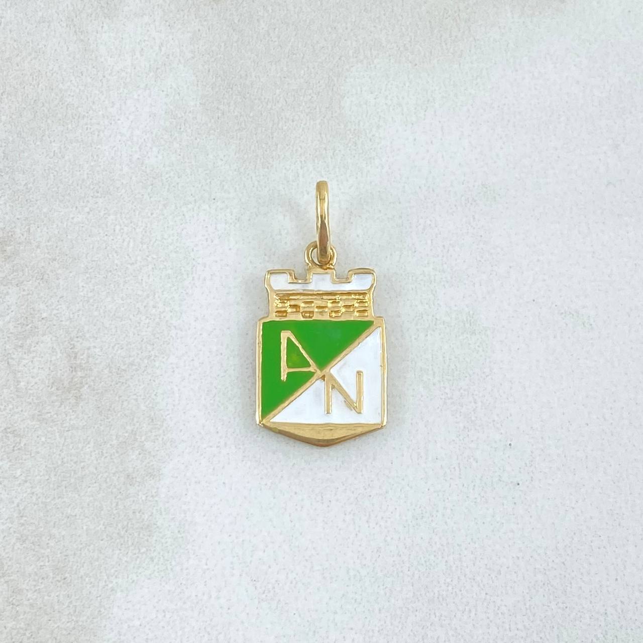 Dije Atlético Nacional 1.15gr / 2.2cm / Resina Blanca Verde Oro Amarillo 18K