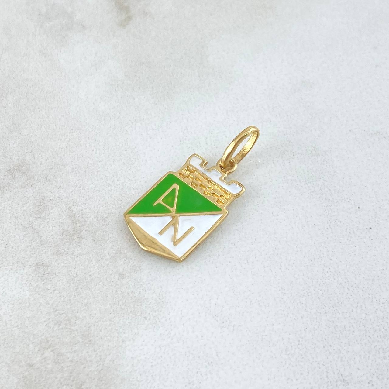 Dije Atlético Nacional 1.6gr / 2.2cm / Resina Blanca Verde Oro Amarillo 18K
