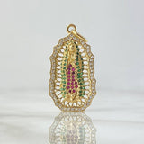 Dije Virgen de Guadalupe Filigrana 4.7gr / 4cm / Circones Blancos Vedes Fucsias Oro Amarillo 18K ©