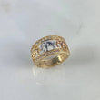 Anillo Tres Elefantes 5.95gr / T6 1/2 / Circones Blancos Tres Oros