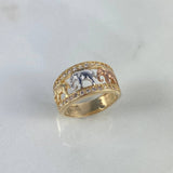 Anillo Tres Elefantes 5.95gr / T6 1/2 / Circones Blancos Tres Oros