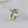 Anillo Cruz Cristo 3.7gr / T10 1/2 / Circones Blancos Tres Oros