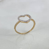 Anillo Silueta Corazon 1.45gr / T7 / Circones Blancos Oro Amarillo