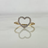 Anillo Silueta Corazon 1.45gr / T7 / Circones Blancos Oro Amarillo