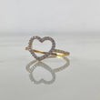 Anillo Silueta Corazon 1.45gr / T7 / Circones Blancos Oro Amarillo