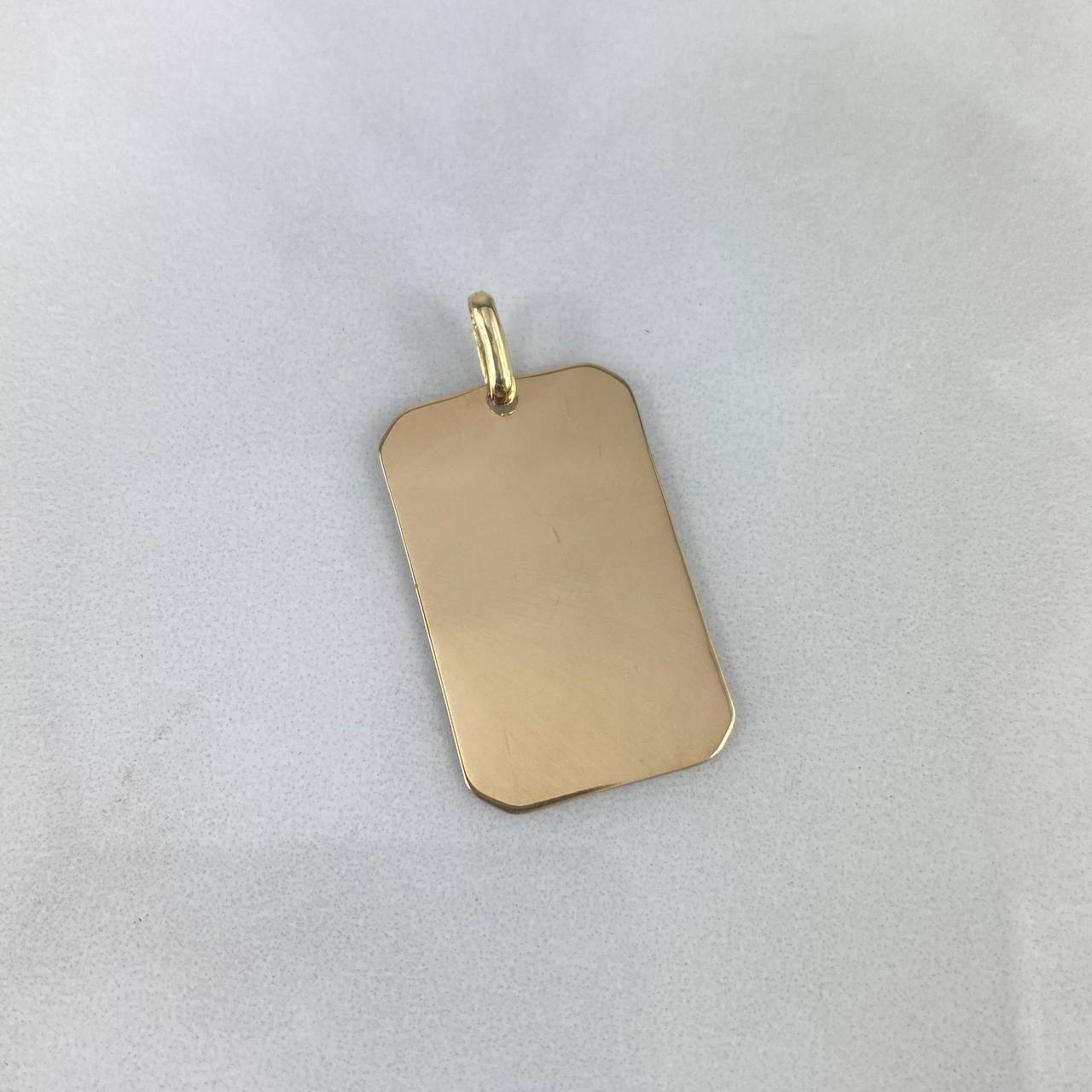 Dije Placa Rectangular Lisa 2.65gr / 3.2cm / 2.7mm*1.7mm Esquinas Planas Oro Amarillo