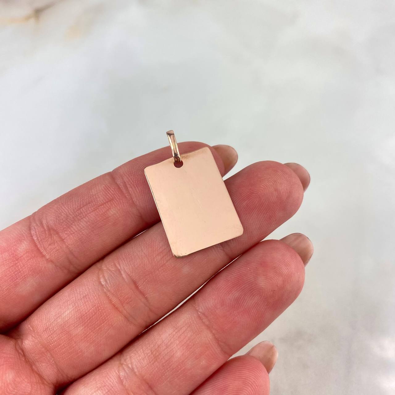 Dije Placa Rectangular Lisa 1.75gr / 2.8cm / 1.5mm*2.2mm Oro Rosa