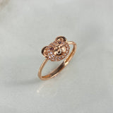 Anillo Oso 2.1gr / T7 1/2 / Circones Blancos Cafes Oro Rosa