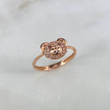 Anillo Oso 2.1gr / T7 1/2 / Circones Blancos Cafes Oro Rosa