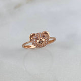 Anillo Oso 2.1gr / T7 1/2 / Circones Blancos Cafes Oro Rosa