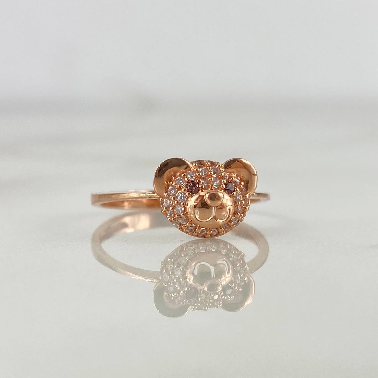 Anillo Oso 2.1gr / T7 1/2 / Circones Blancos Cafes Oro Rosa