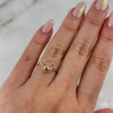 Anillo Oso 2.1gr / T7 1/2 / Circones Blancos Cafes Oro Rosa
