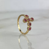 Anillo Cruz Tupida 2.25gr / T6 1/4 / Circones Blancos Fucsias Oro Amarillo