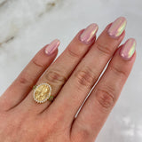 Anillo Virgen de Guadalupe Flores 3.7gr / T5 1/2 / Circones Blancos Verdes Rojos Oro Amarillo