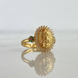 Anillo Virgen de Guadalupe Flores 3.7gr / T5 1/2 / Circones Blancos Verdes Rojos Oro Amarillo