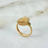 Anillo Virgen de Guadalupe Flores 3.7gr / T5 1/2 / Circones Blancos Verdes Rojos Oro Amarillo