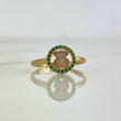 Anillo Oso TS 2.05gr / T6 3/4 / Circones Blancos Verdes Oro Amarillo