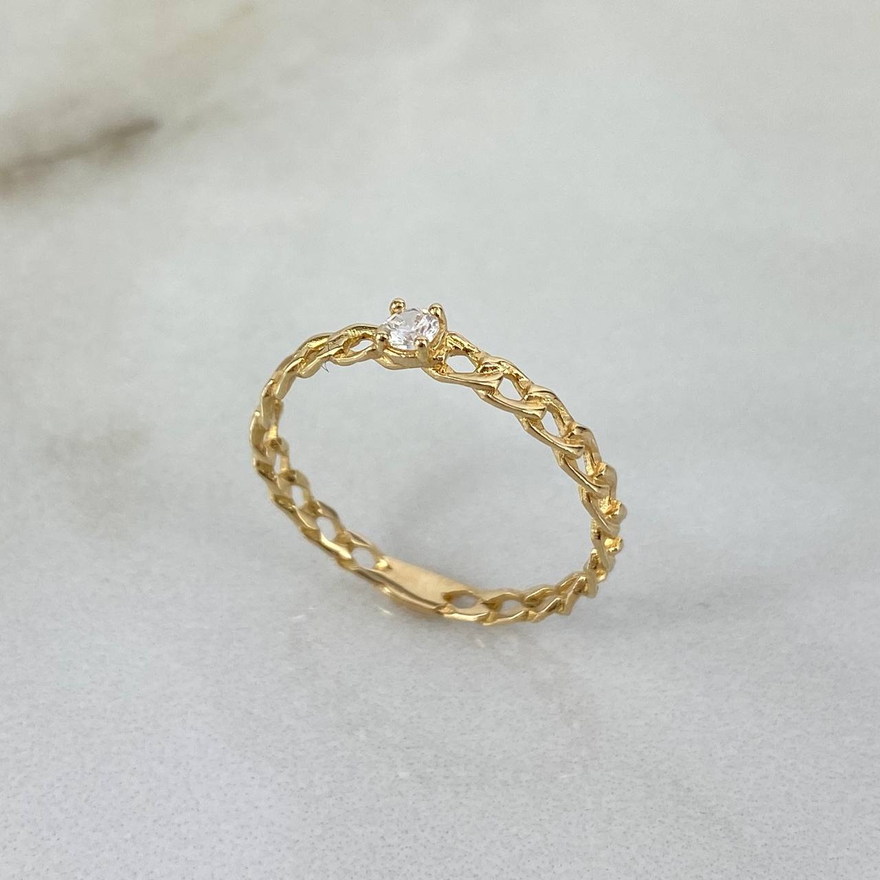 Anillo Cubano 1.3gr / T7 3/4 / Circon Blanco Oro Amarillo