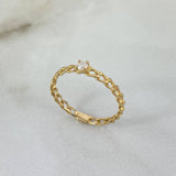 Anillo Cubano 1.3gr / T7 3/4 / Circon Blanco Oro Amarillo