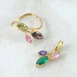 Set Hoja Laurel Desigual - Dije 2cm - Anillo T6 1/2 2.8gr Circones Multicolor Nac.Esp. Oro 18K
