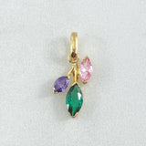 Set Hoja Laurel Desigual - Dije 2cm - Anillo T6 1/2 2.8gr Circones Multicolor Nac.Esp. Oro 18K