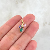 Set Hoja Laurel Desigual - Dije 2cm - Anillo T6 1/2 2.8gr Circones Multicolor Nac.Esp. Oro 18K