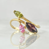 Set Hoja Laurel Desigual - Dije 2cm - Anillo T6 1/2 2.8gr Circones Multicolor Nac.Esp. Oro 18K
