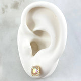 Set Halo Cuadrado - Topos 0.7cm - Anillo T8 4.3gr Circones Tornasol Nac.Esp. Oro 18K