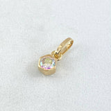 Set Piedra - Topos 1cm - Dije 1.1cm 3.2gr Circones Tornasol Nac.Esp. Oro 18K