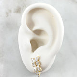 Set Hoja en Secuencia - Topos 1.3cm - Anillo T6 1/2  5.3gr Circones Blancos  Nac.Esp. Oro 18K