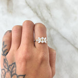 Set Hoja en Secuencia - Topos 1.3cm - Anillo T6 1/2  5.3gr Circones Blancos  Nac.Esp. Oro 18K
