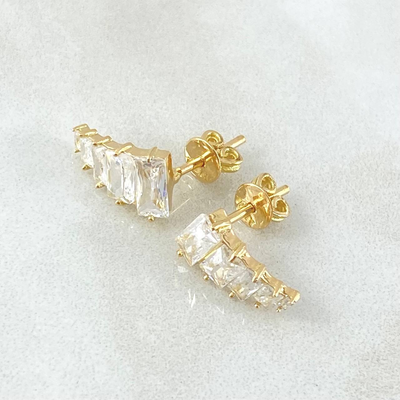 Set Linea Ascendente - Topos 1.2cm - Dije 1.3cm - Anillo T6 3/4  4.4gr Circones Blancos  Nac.Esp. Oro 18K