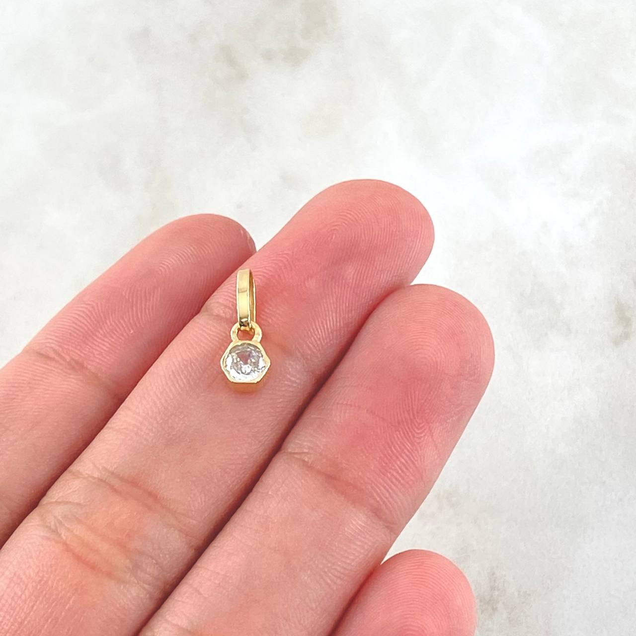 Set Linea Ascendente - Topos 1.2cm - Dije 1.3cm - Anillo T6 3/4  4.4gr Circones Blancos  Nac.Esp. Oro 18K