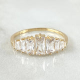Set Linea Ascendente - Topos 1.2cm - Dije 1.3cm - Anillo T6 3/4  4.4gr Circones Blancos  Nac.Esp. Oro 18K