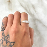 Set Linea Ascendente - Topos 1.2cm - Dije 1.3cm - Anillo T6 3/4  4.4gr Circones Blancos  Nac.Esp. Oro 18K