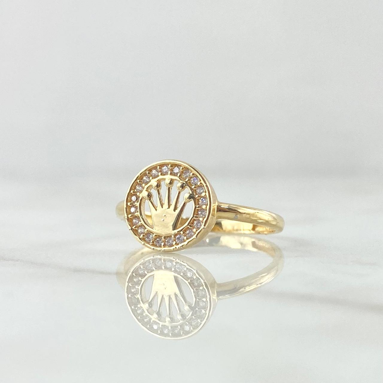 Anillo Corona RX Circulo 1.85gr / T6 / Circones Blancos Oro Amarillo 18K ©