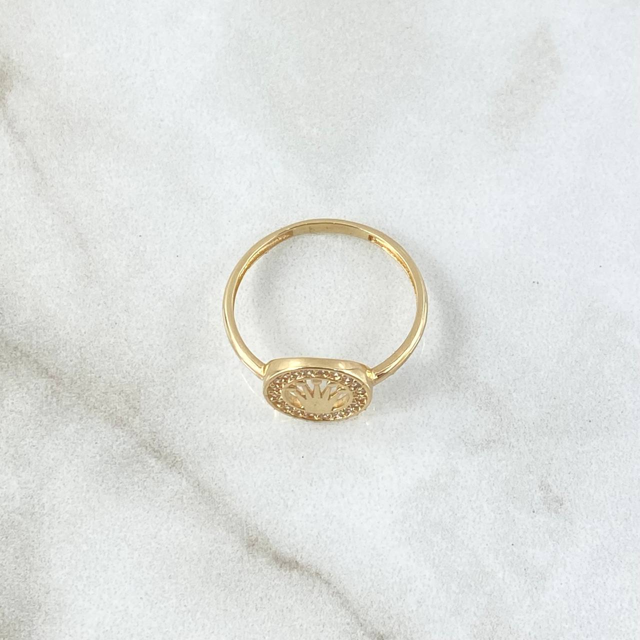 Anillo Corona RX Circulo 1.9gr / T6 1/4 / Circones Blancos Oro Amarillo 18K