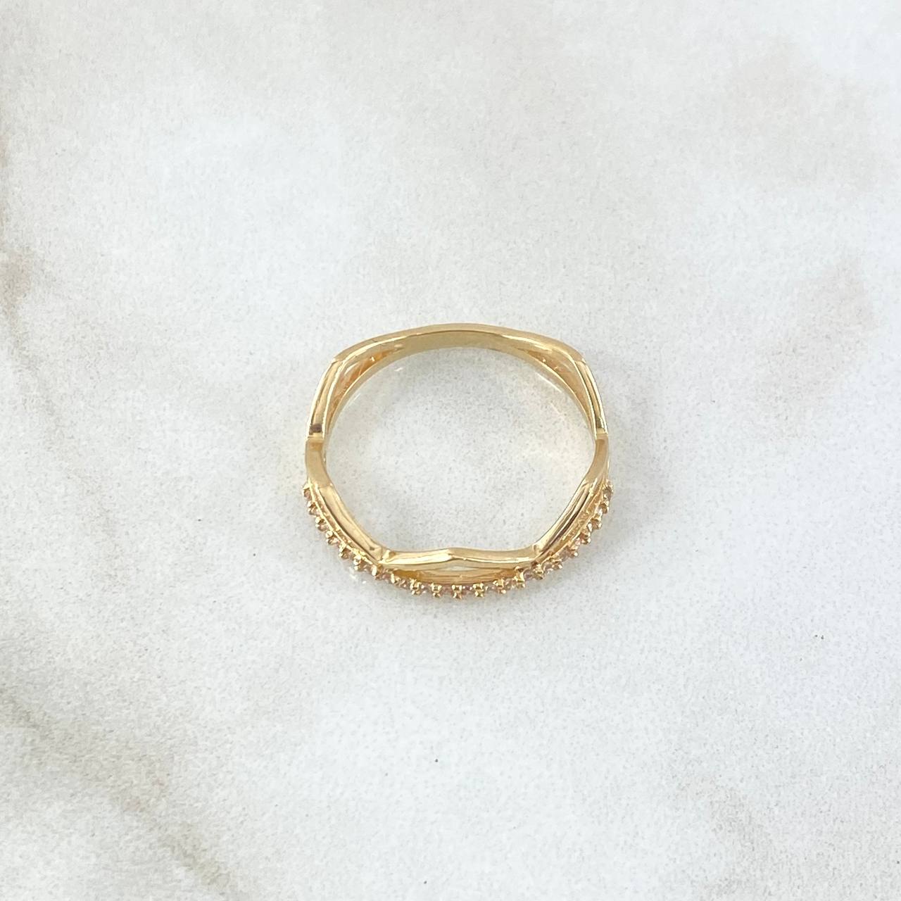 Anillo Tiara en Triangulo 1.8gr / T6 3/4 / Circones Blancos Oro Amarillo 18K