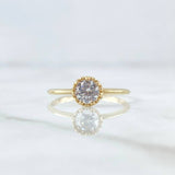Anillo Solitario Atalaya Circular 1.55gr / T6 3/4 / Circon Blanco Oro Amarillo 18K