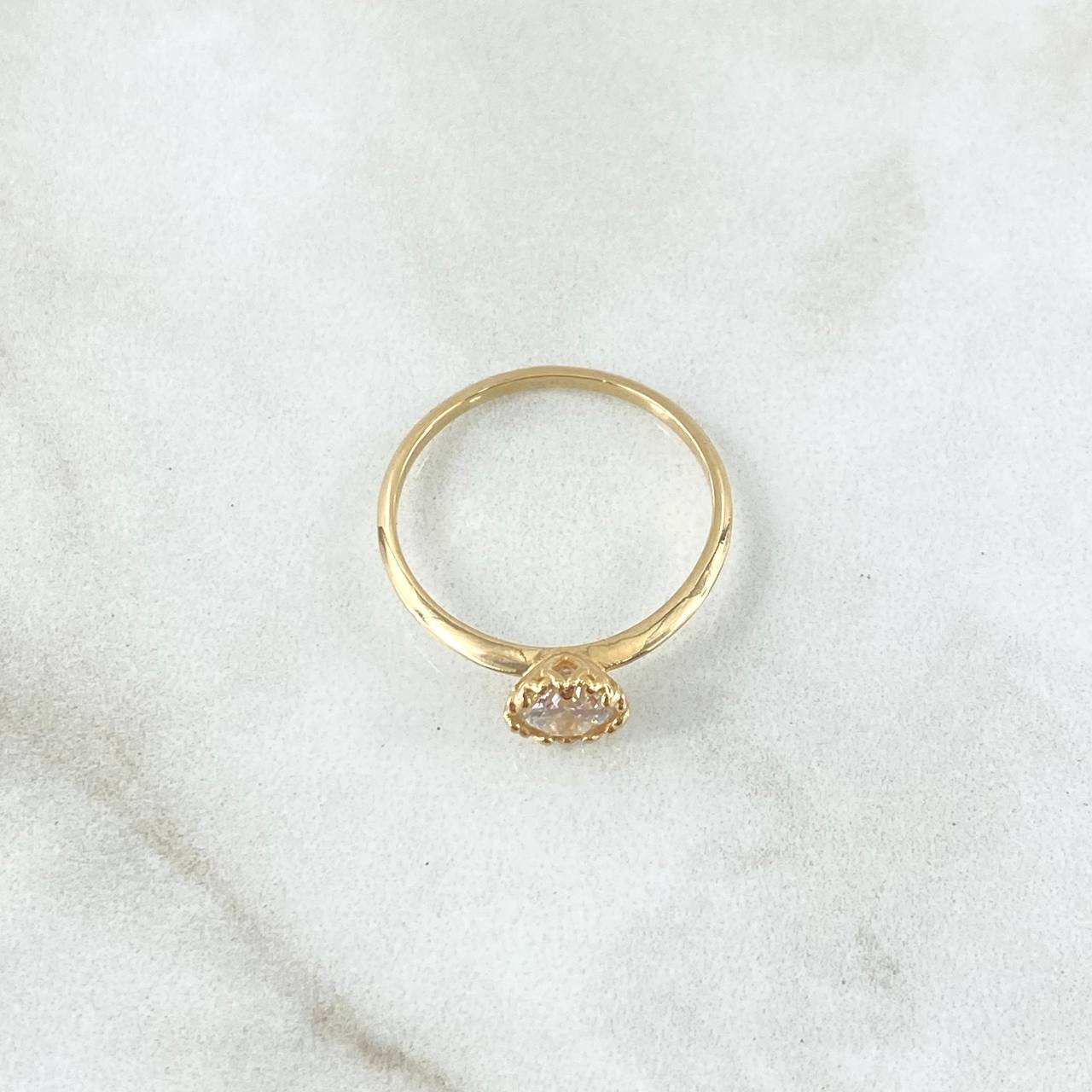 Anillo Solitario Atalaya Circular 1.55gr / T6 3/4 / Circon Blanco Oro Amarillo 18K