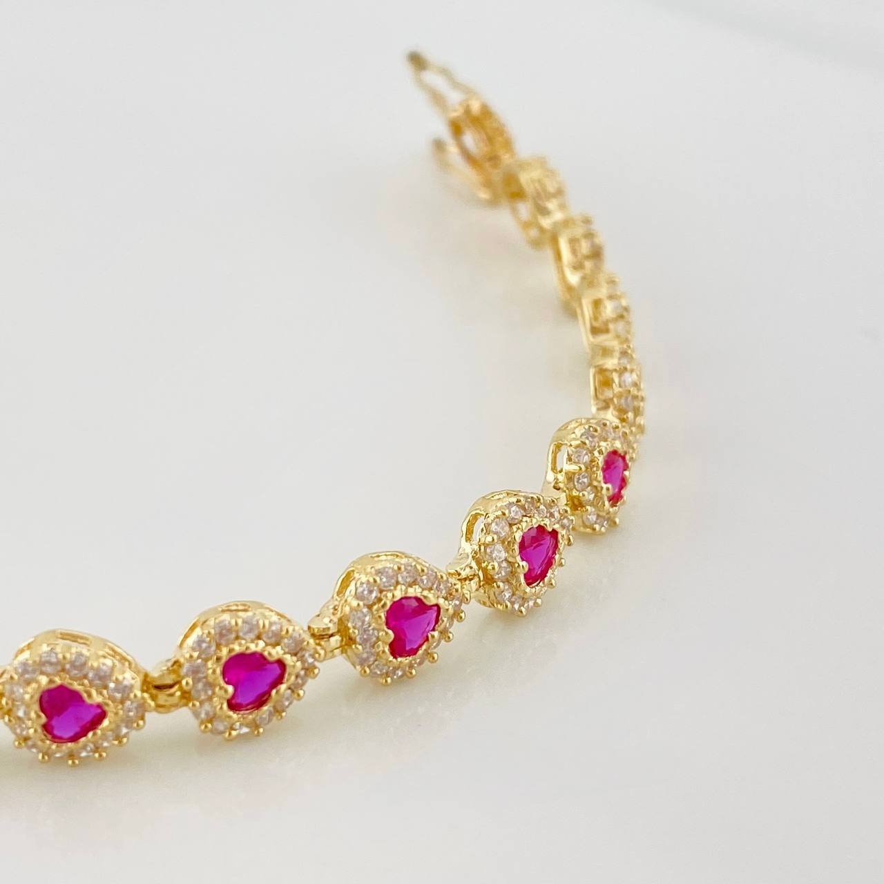 Pulso Tennis Corazon 11.5g / 16.05cm / 6.27mm Oro Amarillo 18K