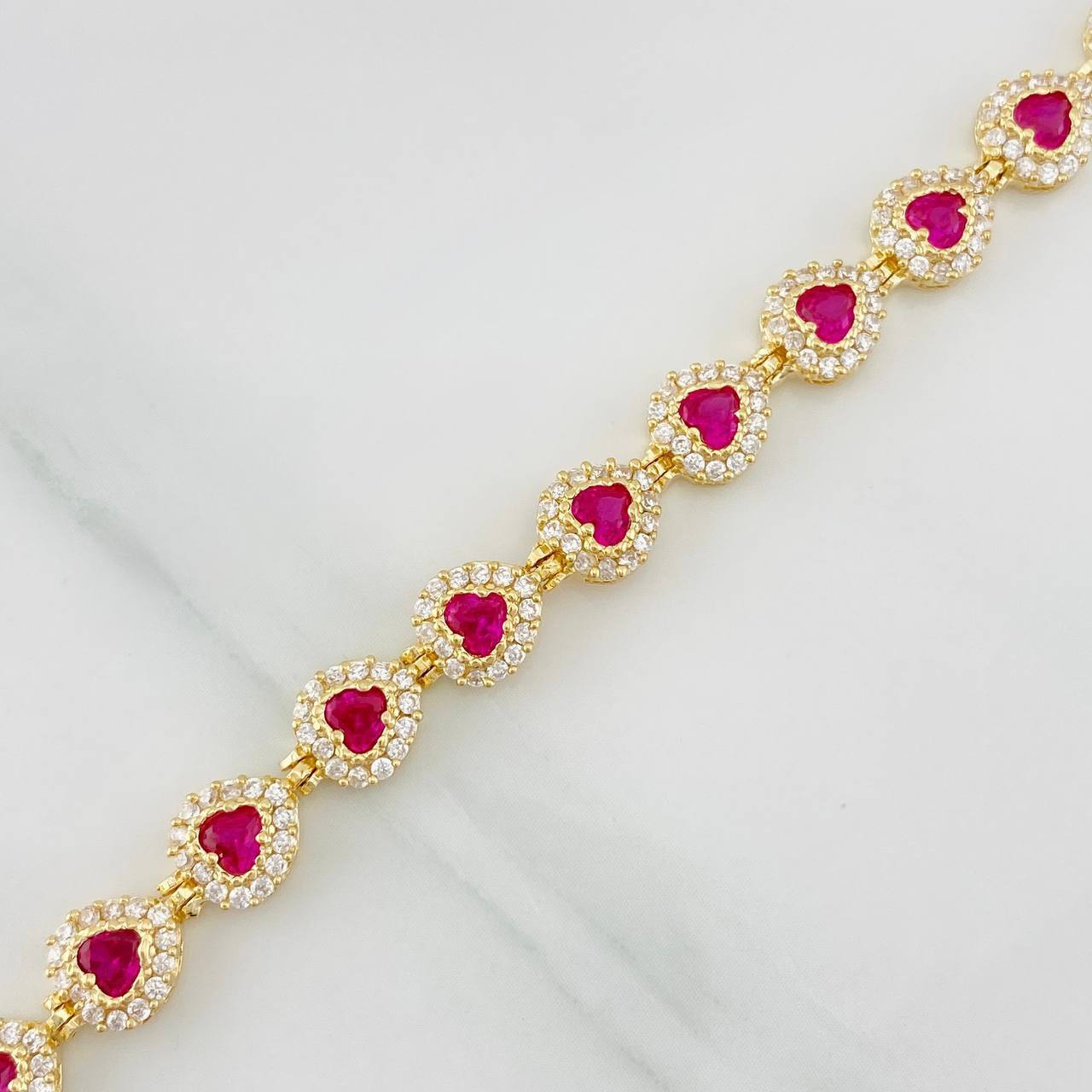 Pulso Tennis Corazon 11.5g / 16.05cm / 6.27mm Oro Amarillo 18K