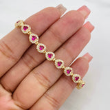 Pulso Tennis Corazon 11.5g / 16.05cm / 6.27mm Oro Amarillo 18K