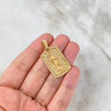 Dije Placa Virgen de Guadalupe 7.1gr / 3.5cm / Circones Blancos Oro Amarillo ©