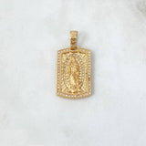 Dije Placa Virgen de Guadalupe 7.1gr / 3.5cm / Circones Blancos Oro Amarillo ©