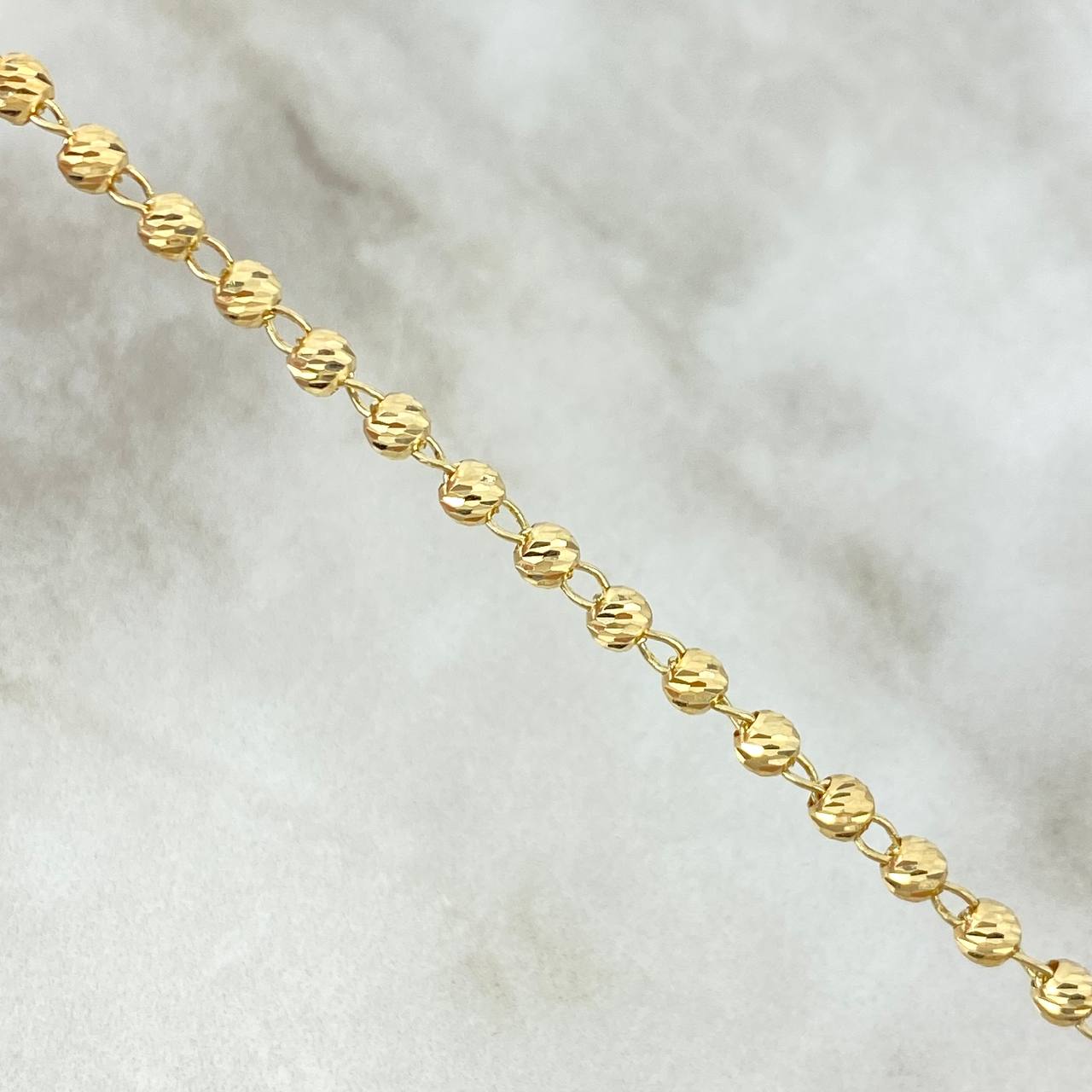 Pulso Estilo Militar 3.35gr / 18cm / 3mm Bolas Diamantadas Oro Amarillo *
