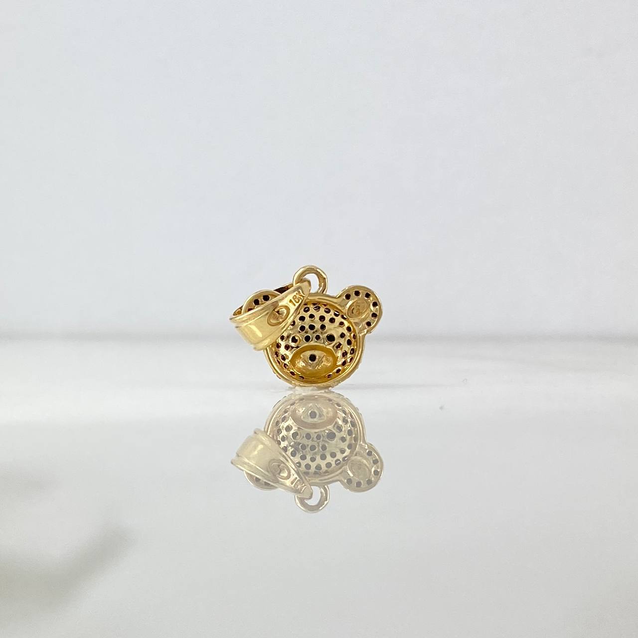 Dije Cabeza De Oso 2.7gr / 2cm / Circones Negros Oro Amarillo *