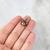 Dije Cabeza De Oso 2.75gr / 2cm / Circones Fucsias Oro Amarillo *