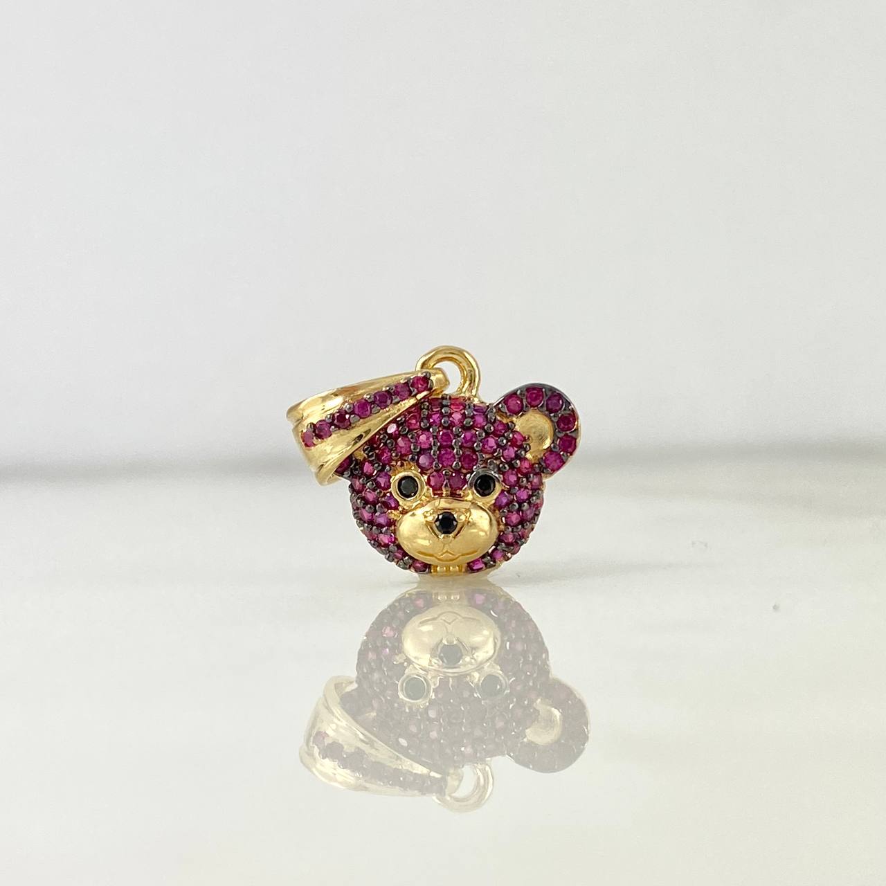 Dije Cabeza De Oso 2.75gr / 2cm / Circones Fucsias Oro Amarillo *